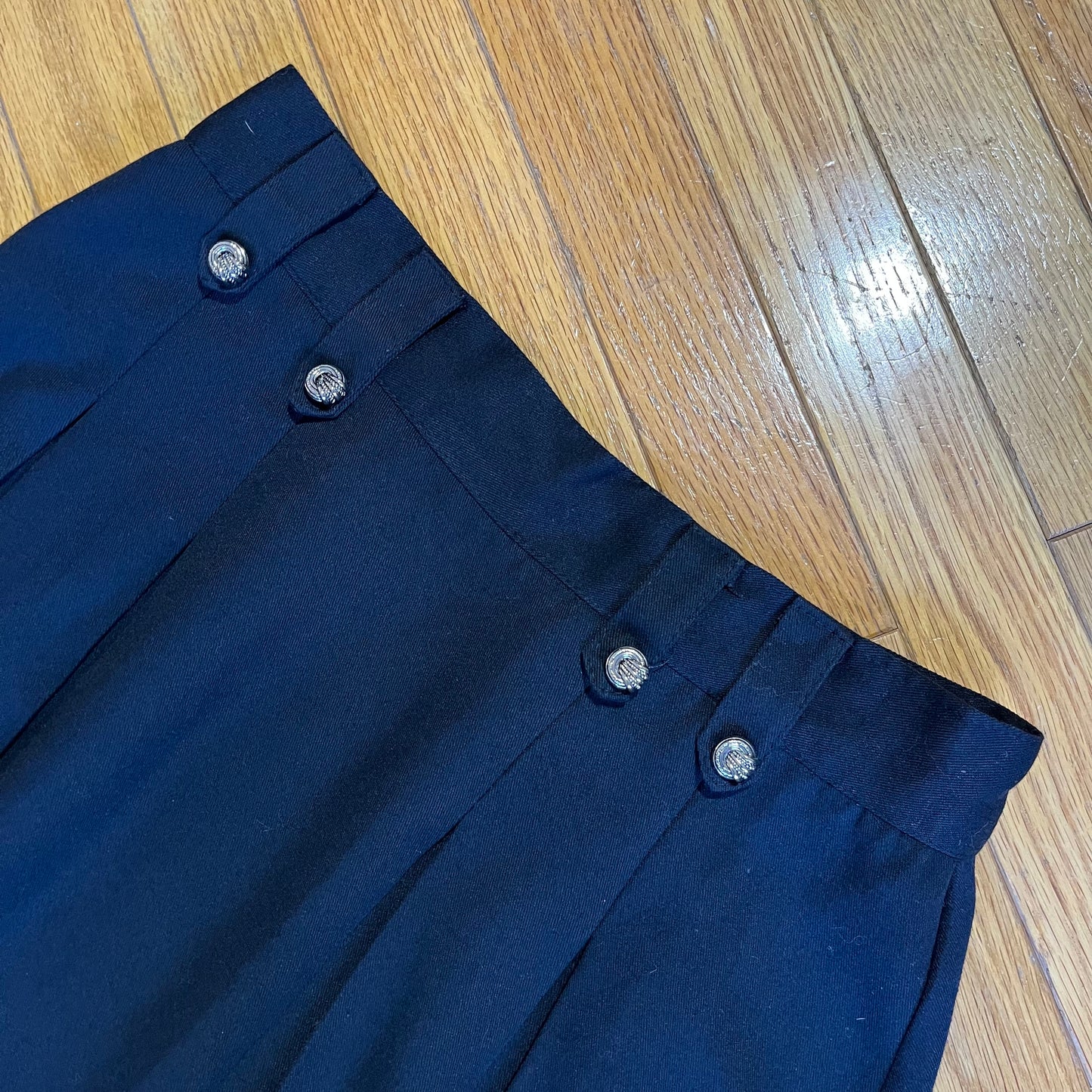 Vintage 90s Preppy Double Button Pleated / Flared Skirt
