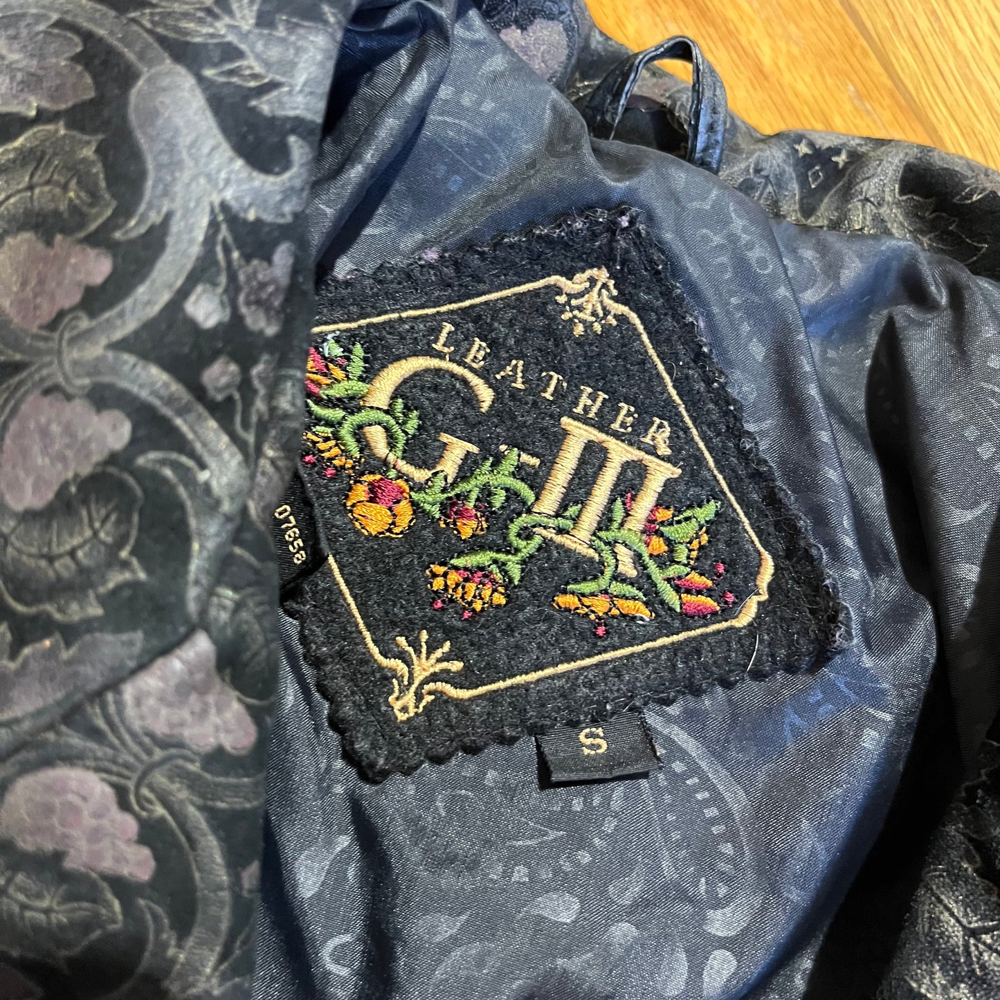 Vintage 90s Leather and Suede Floral Trimmed Jacket