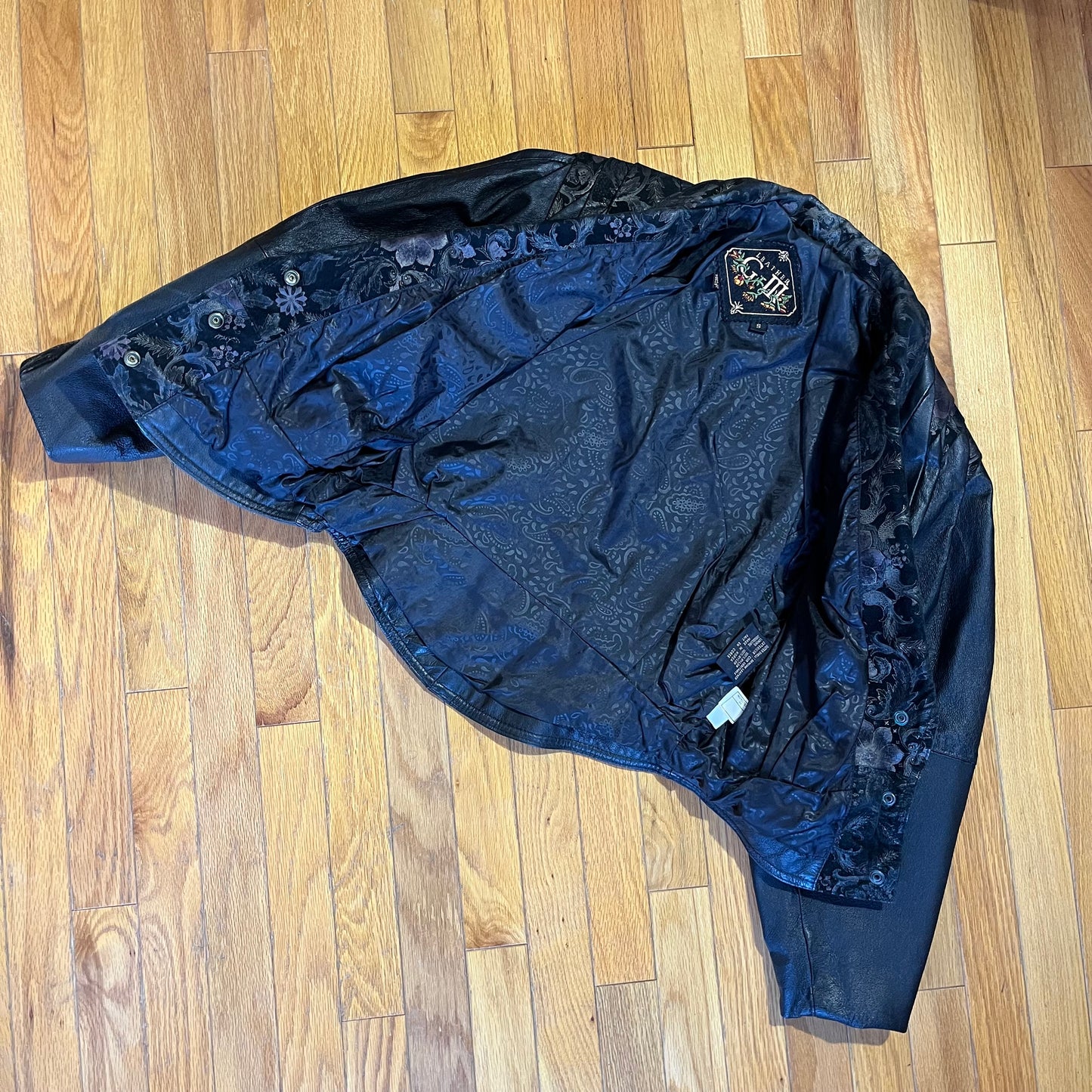Vintage 90s Leather and Suede Floral Trimmed Jacket