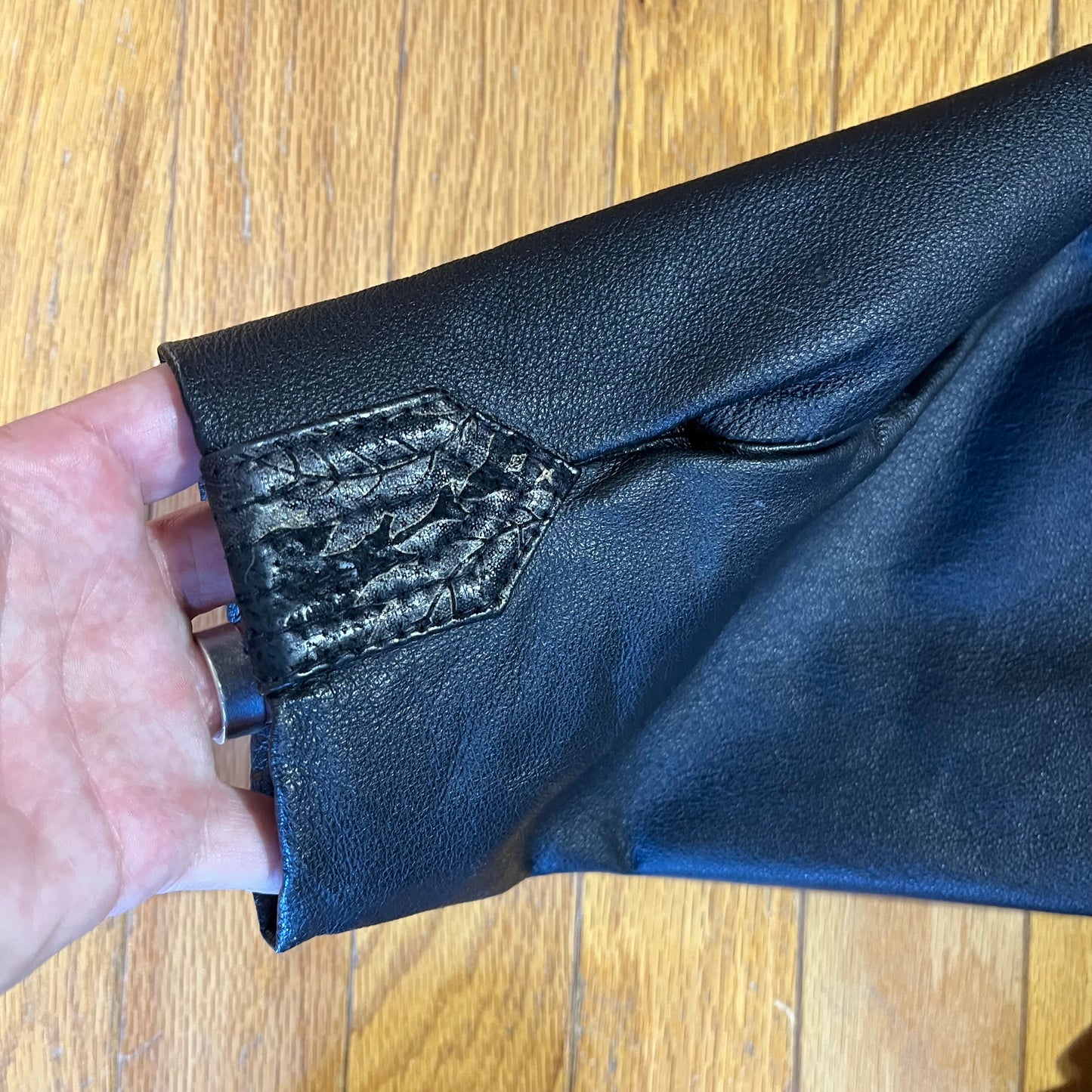 Vintage 90s Leather and Suede Floral Trimmed Jacket