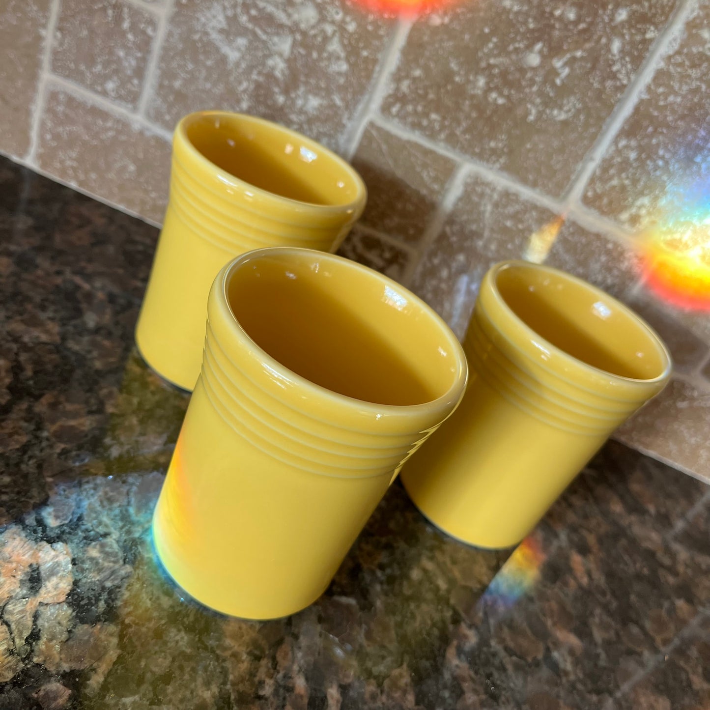 Homer Laughlin Sunflower Yellow Fiesta Drinking Cups x 3