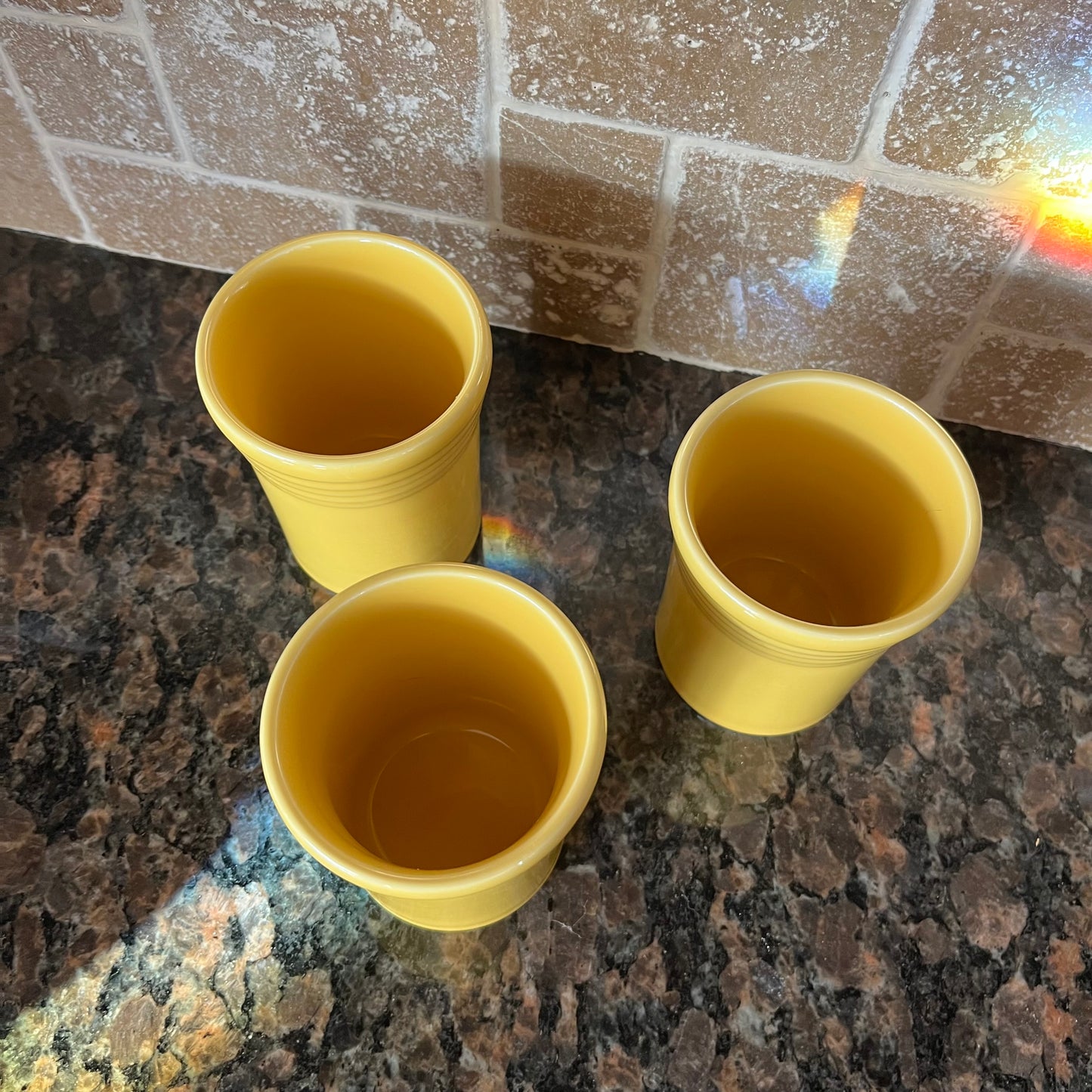 Homer Laughlin Sunflower Yellow Fiesta Drinking Cups x 3