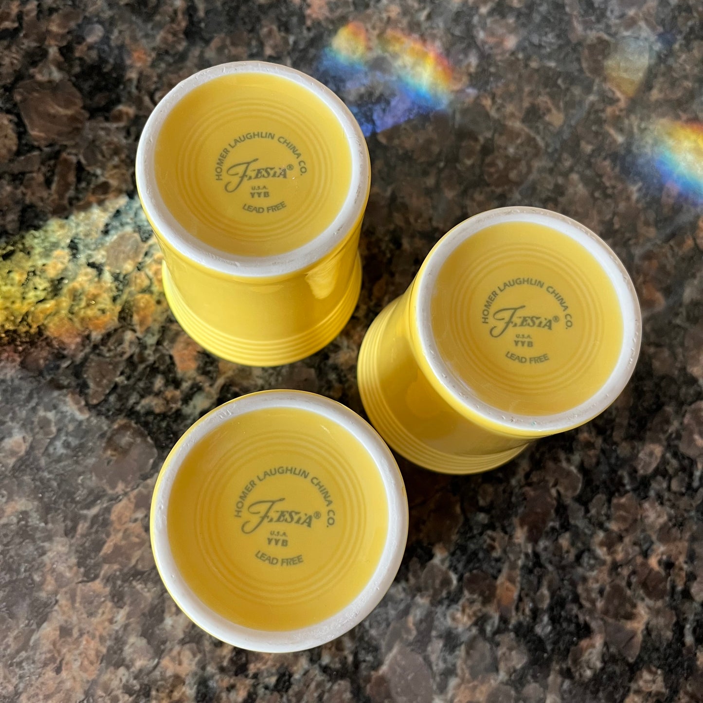 Homer Laughlin Sunflower Yellow Fiesta Drinking Cups x 3