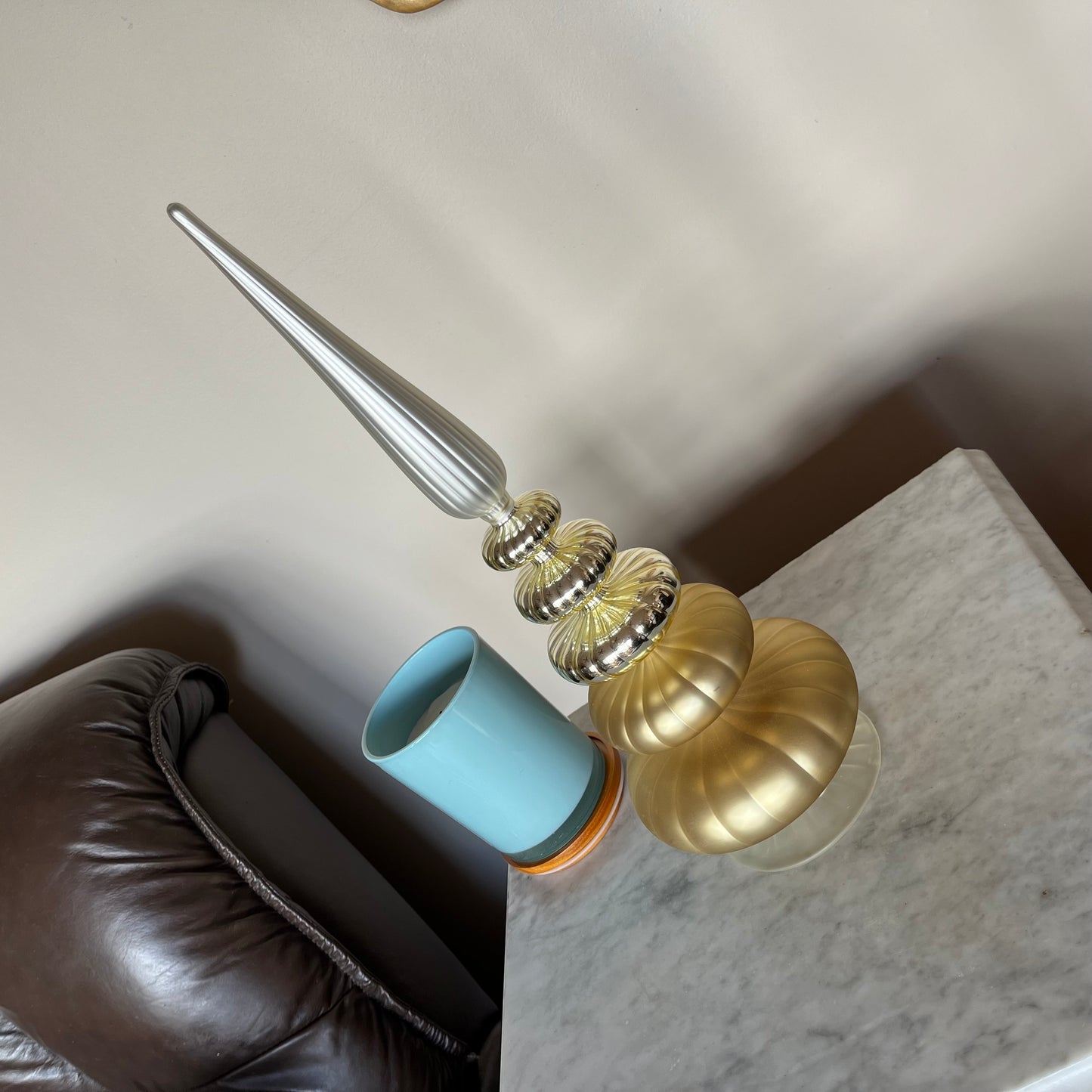 Large Gold Glass Finial Tree Topper / Holiday Decor