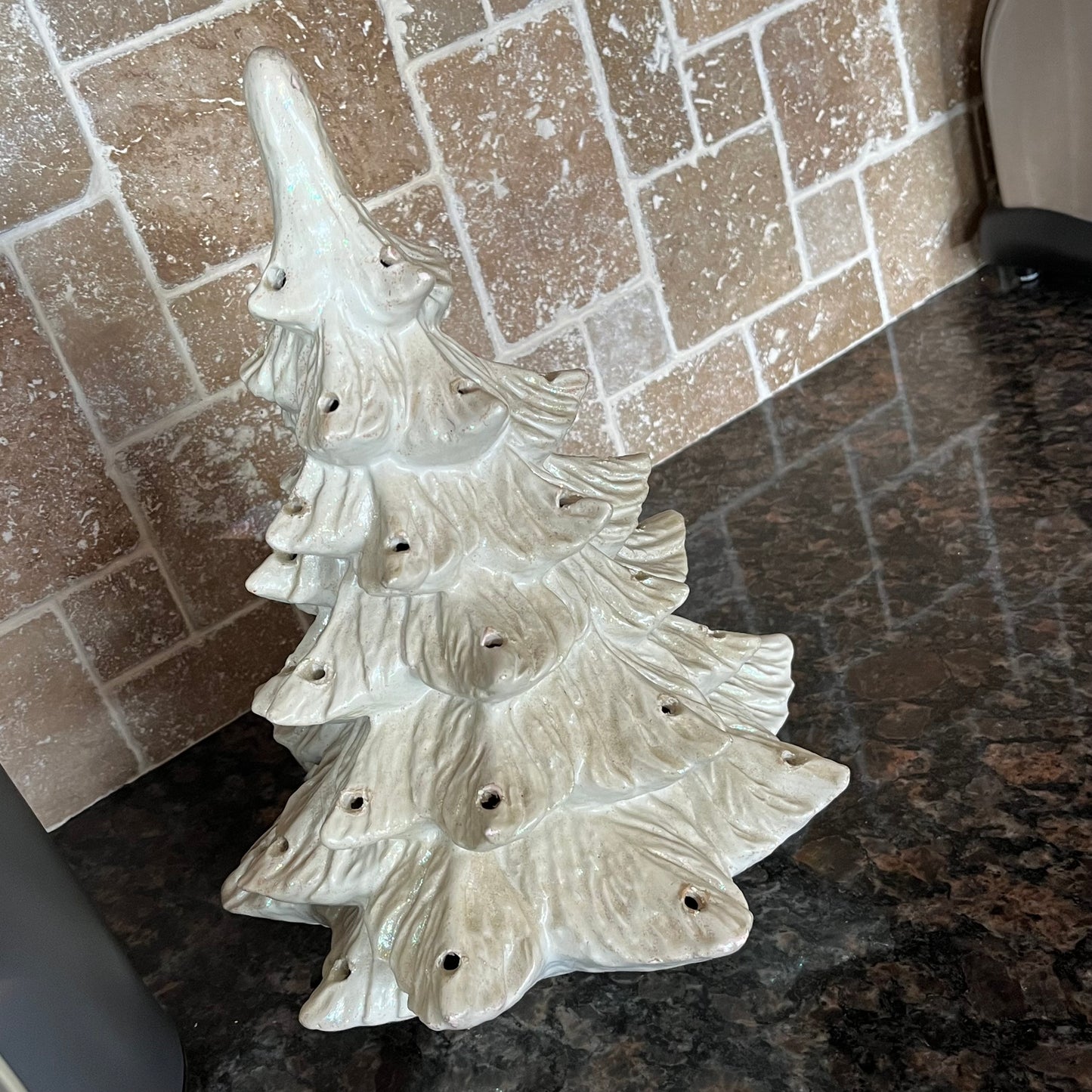 Vintage White Iridescent Ceramic Christmas Tree