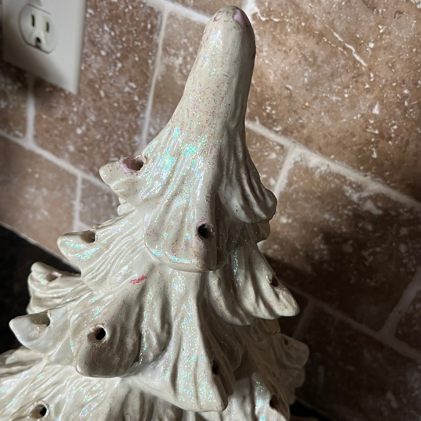 Vintage White Iridescent Ceramic Christmas Tree