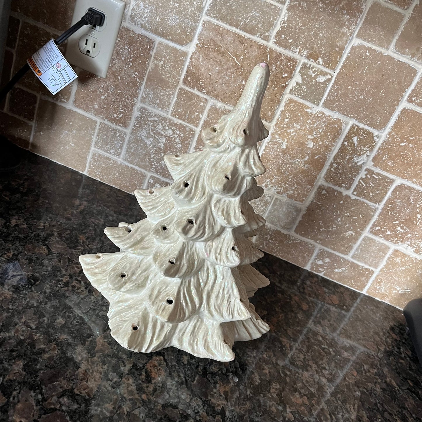 Vintage White Iridescent Ceramic Christmas Tree
