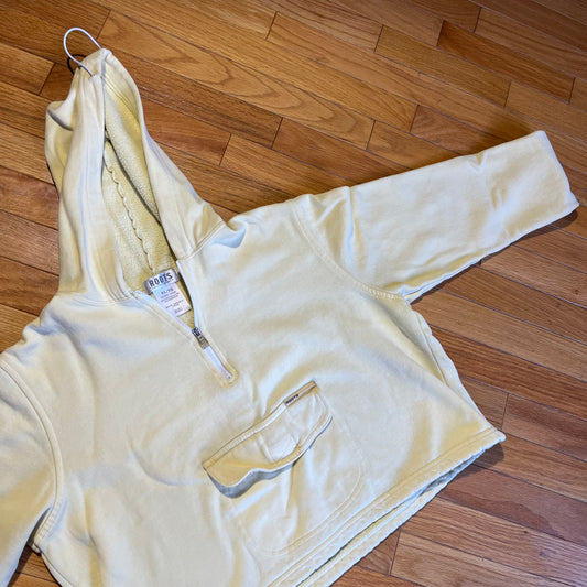 Vintage 90s Cropped Pastel Yellow Roots Hoodie