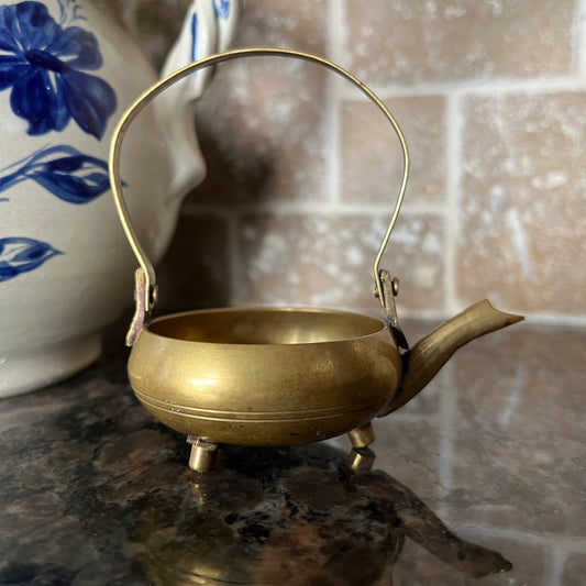 Vintage Mini Brass Teapot Incense Burner / Decor