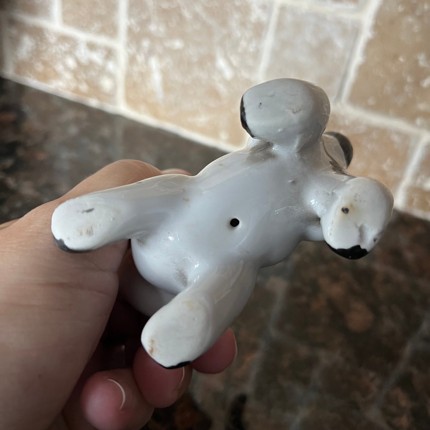 Vintage Small Porcelain Black and White Cat Figurine