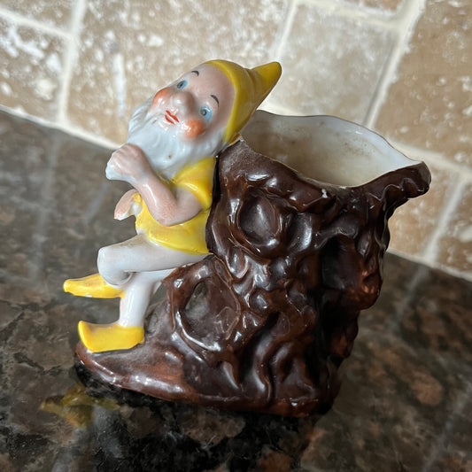 Vintage Mini Ceramic Gnome / Sprite Planter Vessel