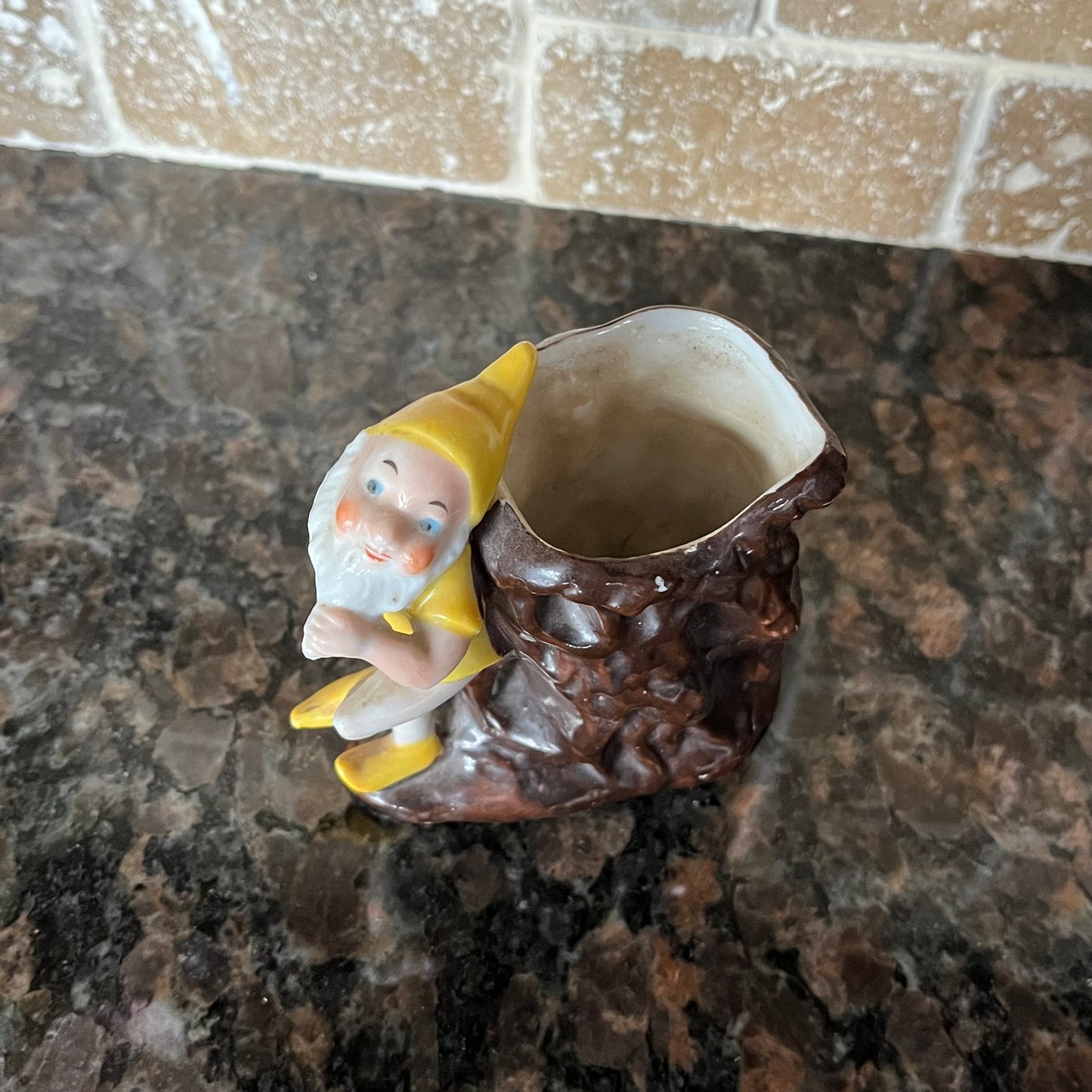 Vintage Mini Ceramic Gnome / Sprite Planter Vessel
