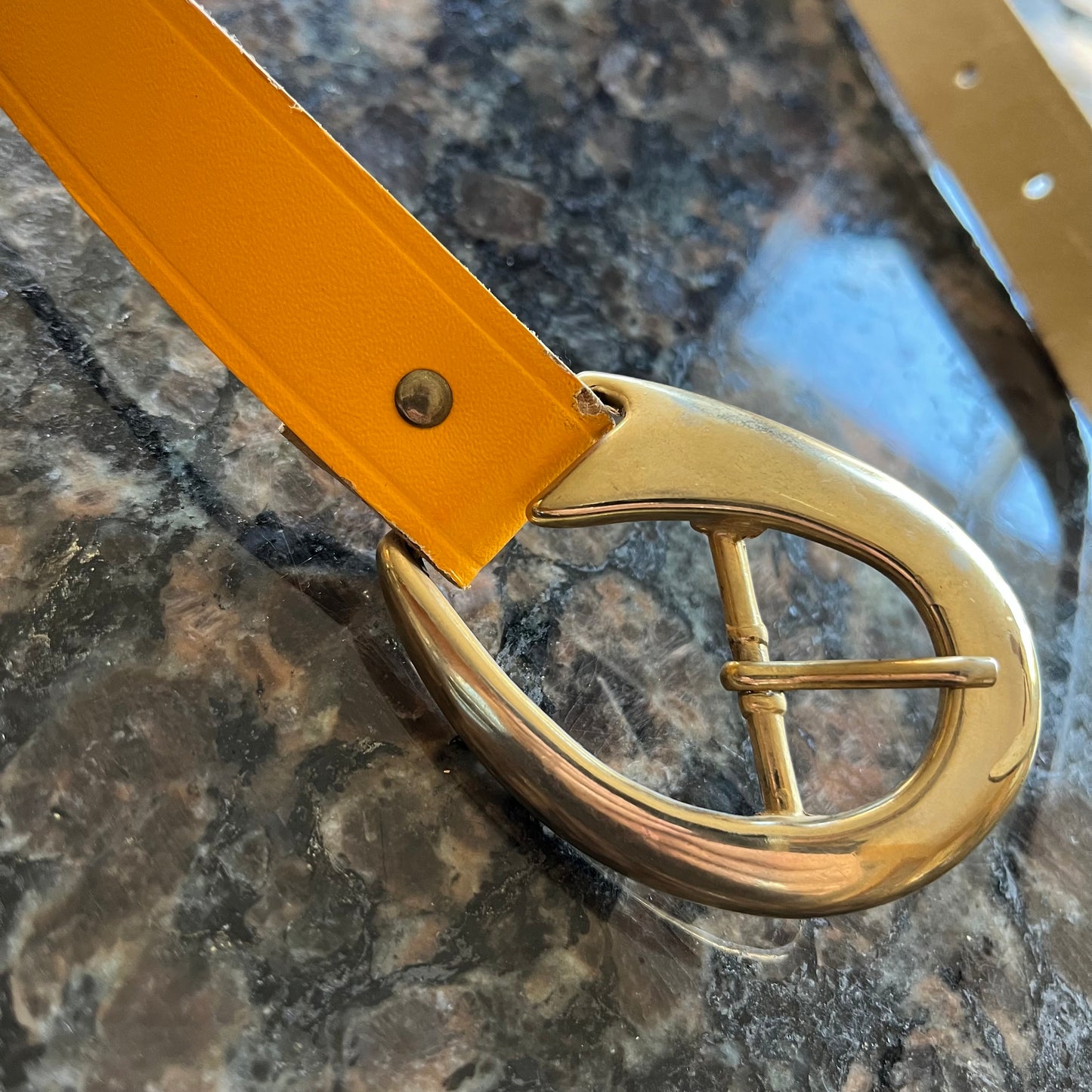 Vintage Tilted Yellow & Gold Asymmetrical Belt