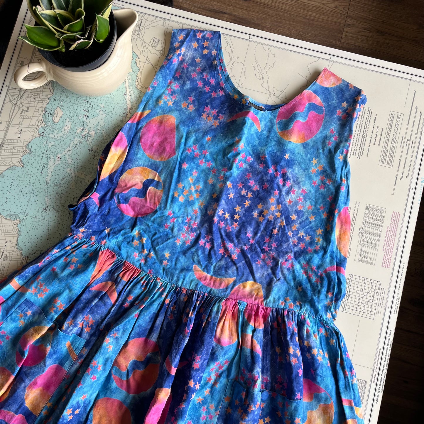 Vintage 90s Batik Celestial Dyed Maxi Dress