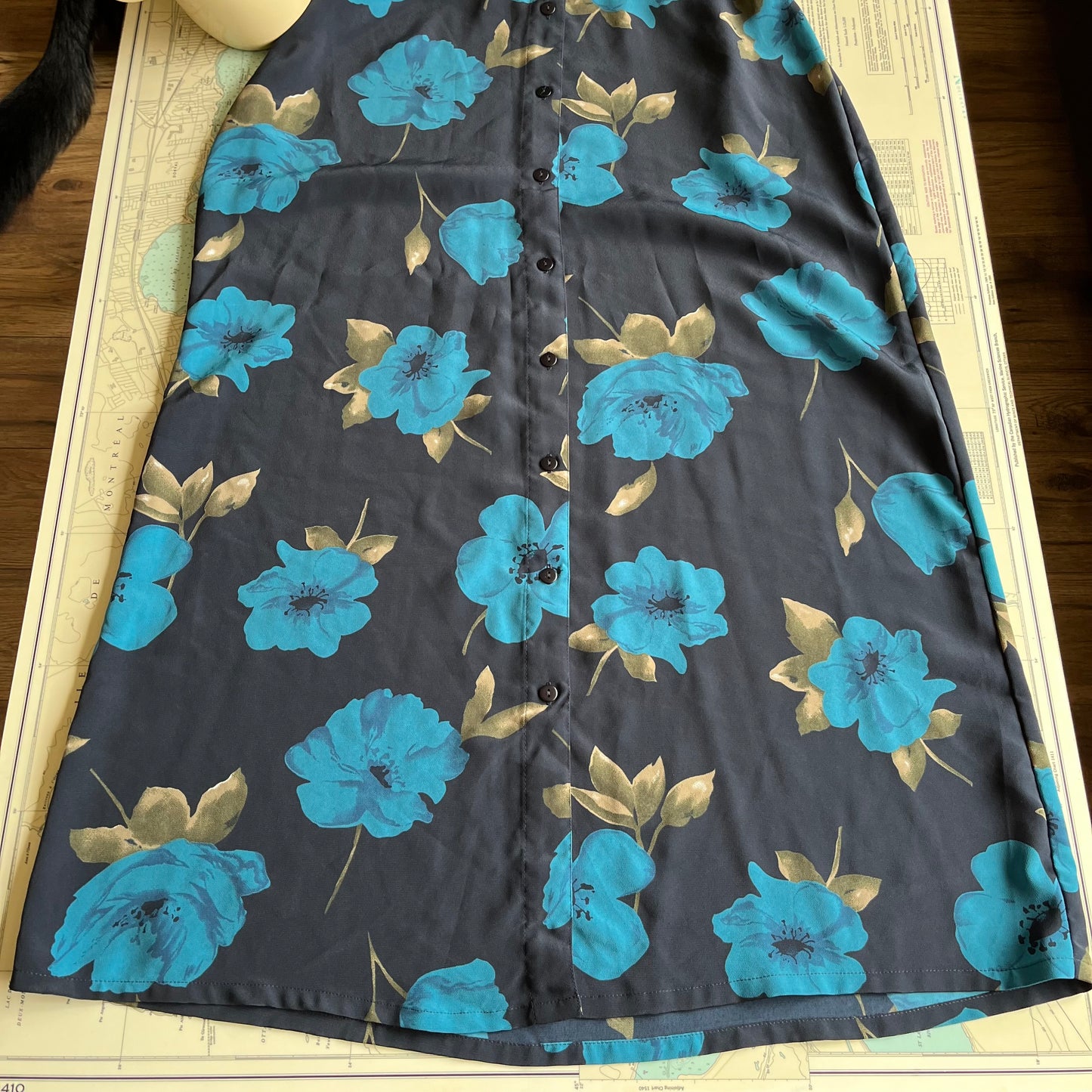 Vintage 90s Penmans Navy and Teal Floral Skirt