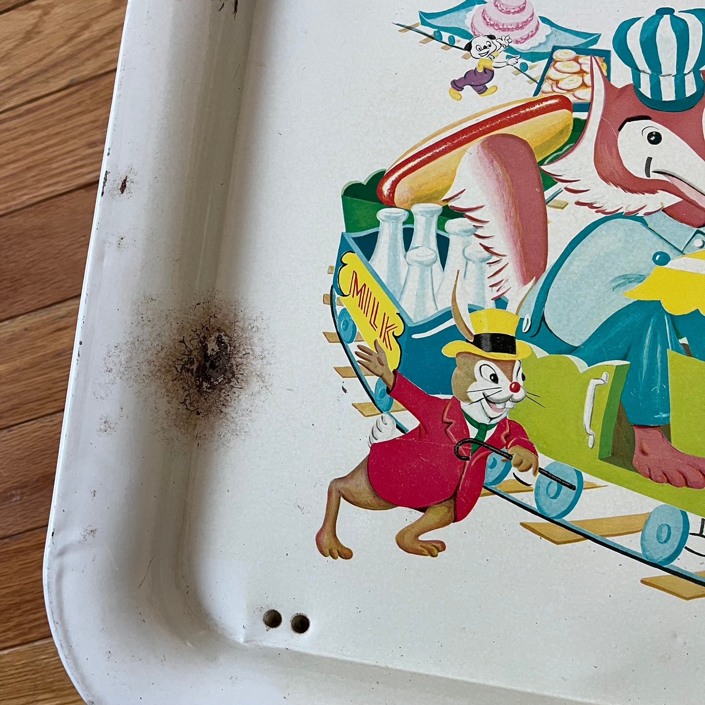 Vintage 60s Metal Fox Train TV Tray / Lap Tray