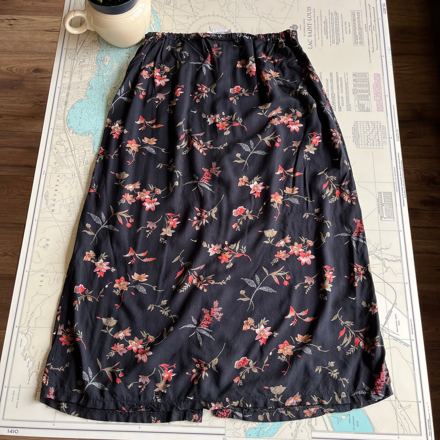 Vintage 90s Dark Floral Cotton Ginny Skirt
