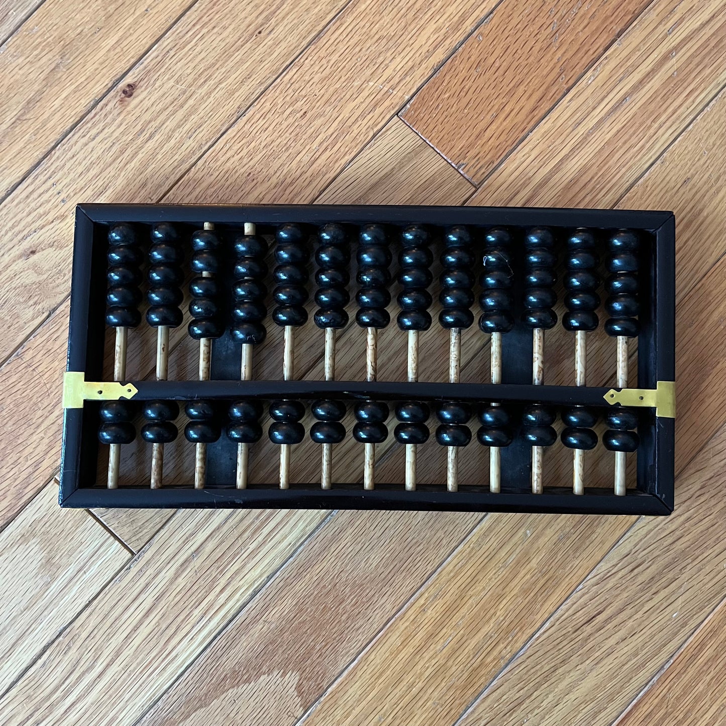 Vintage Black Wood Abacus with Gold Details " He Hua Pai "