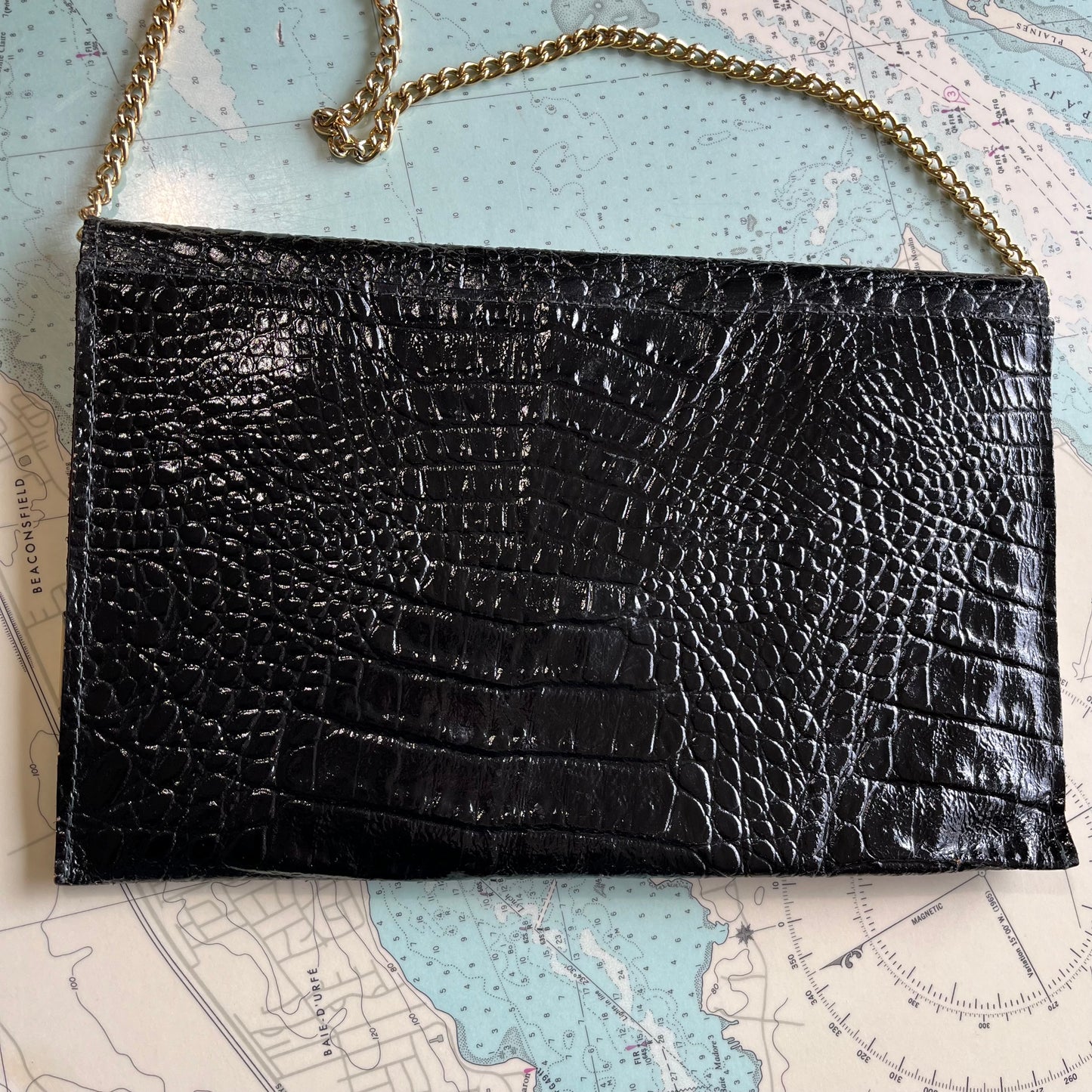 Vintage Snakeskin Bag with Gold Chain Strap