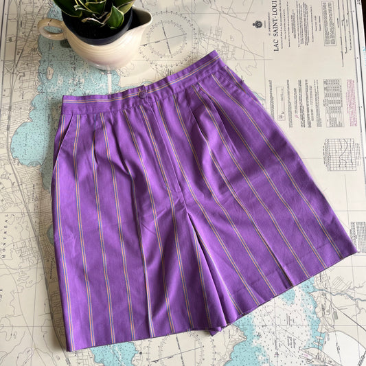 Vintage Purple and Rainbow Striped Culotte Shorts