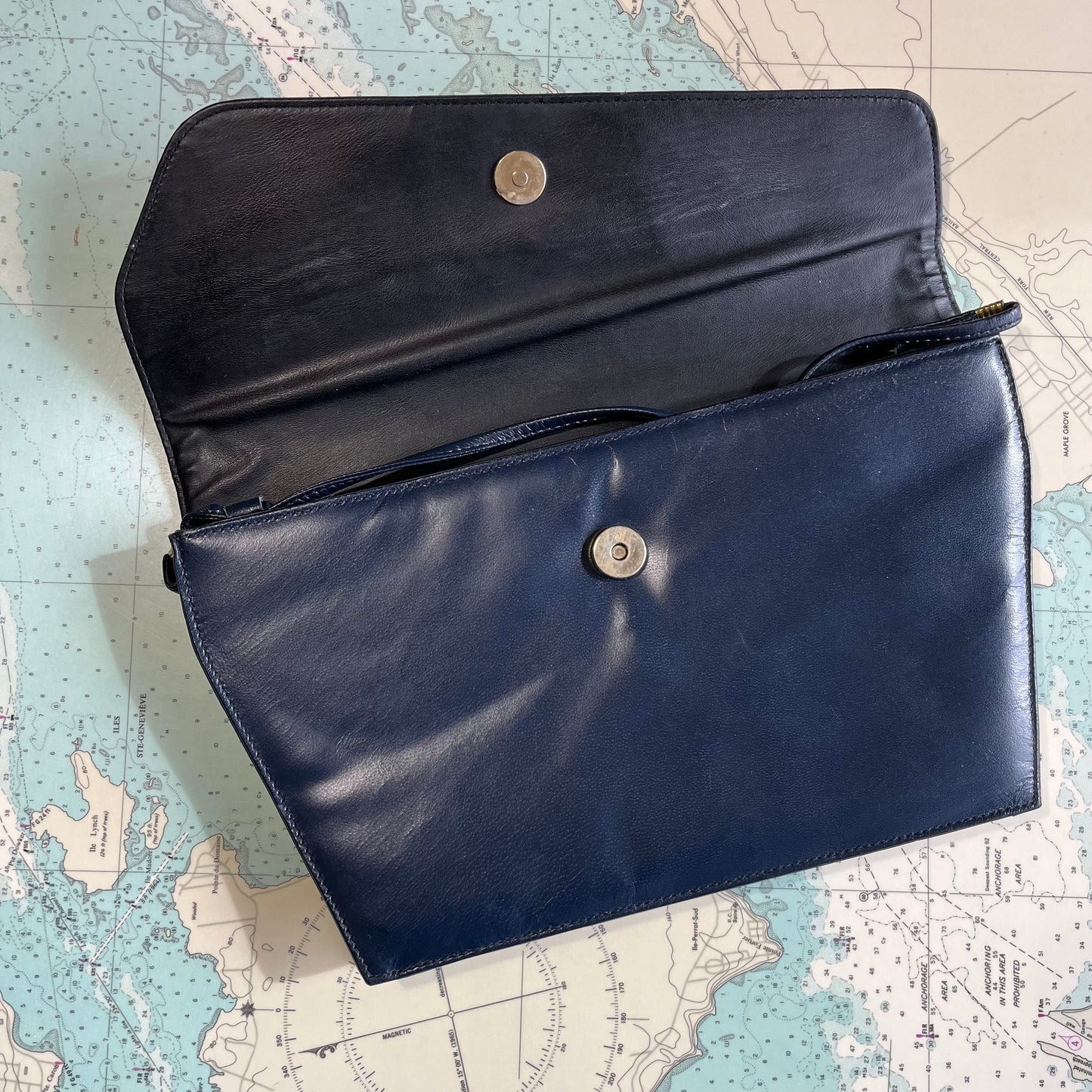 Vintage 80s Navy Vinyl Angular Purse