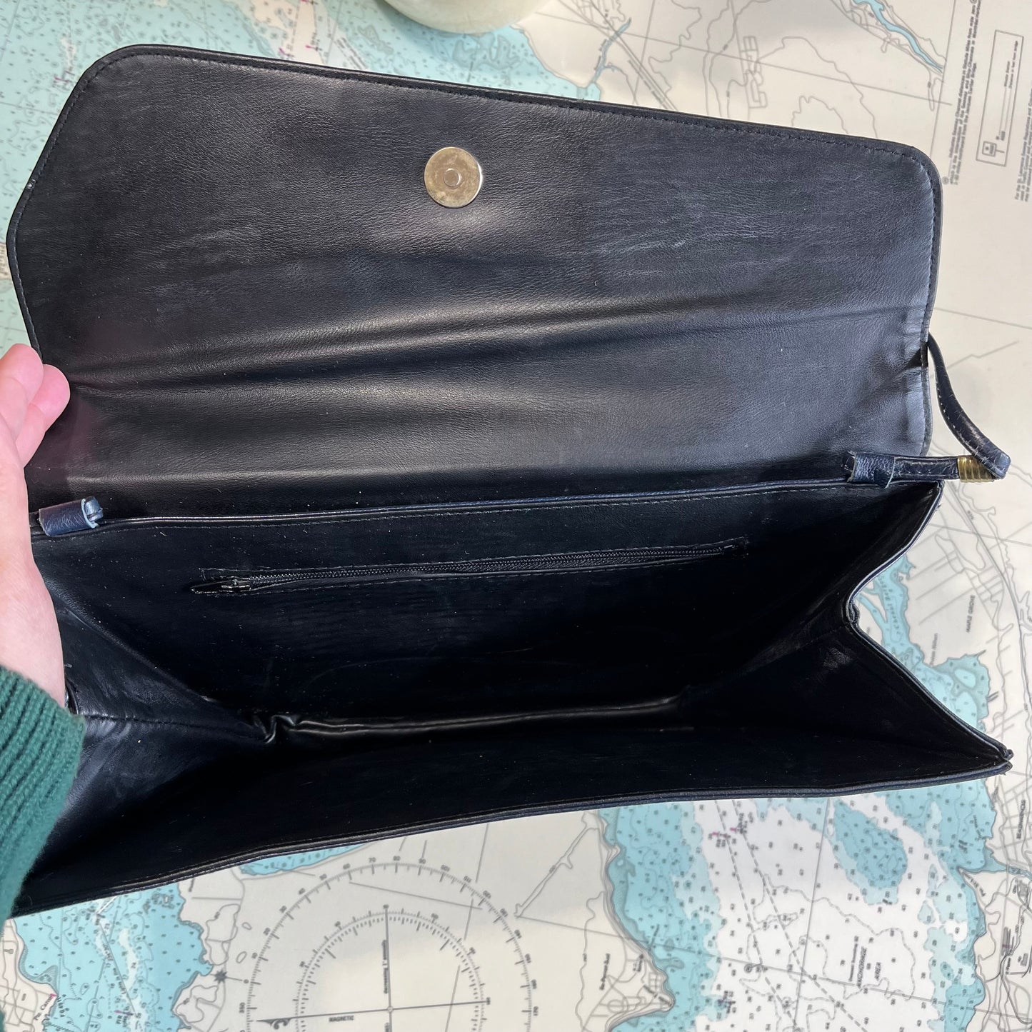 Vintage 80s Navy Vinyl Angular Purse