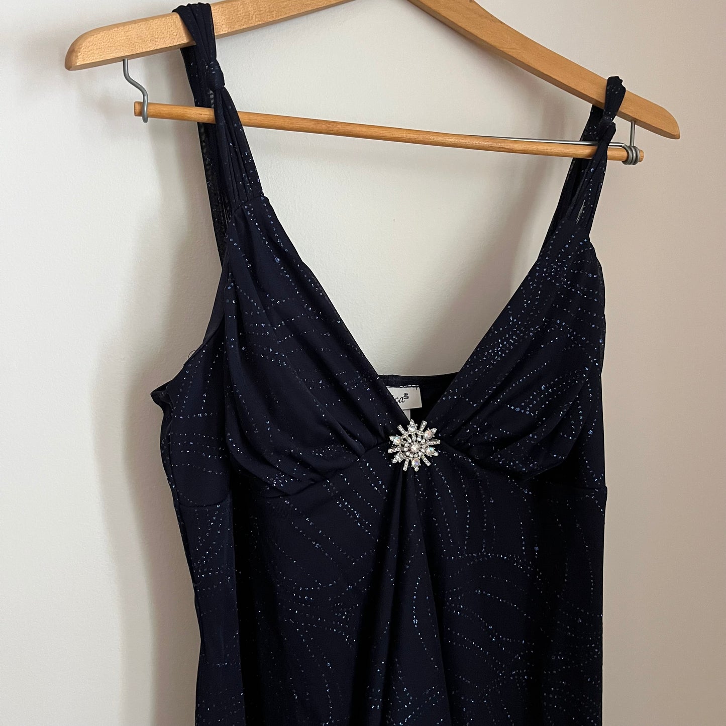 Vintage Blue Sparkly Jessica Dress with Star Brooch NWT