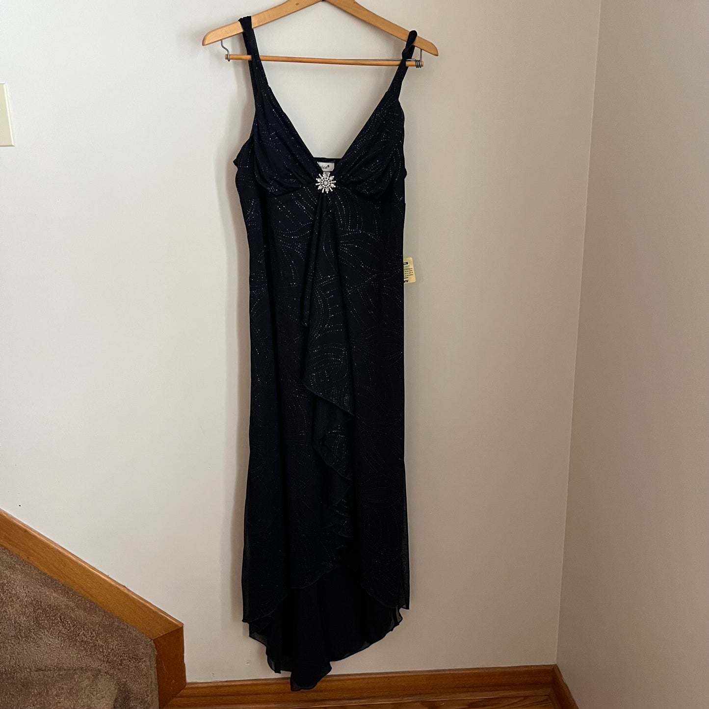 Vintage Blue Sparkly Jessica Dress with Star Brooch NWT