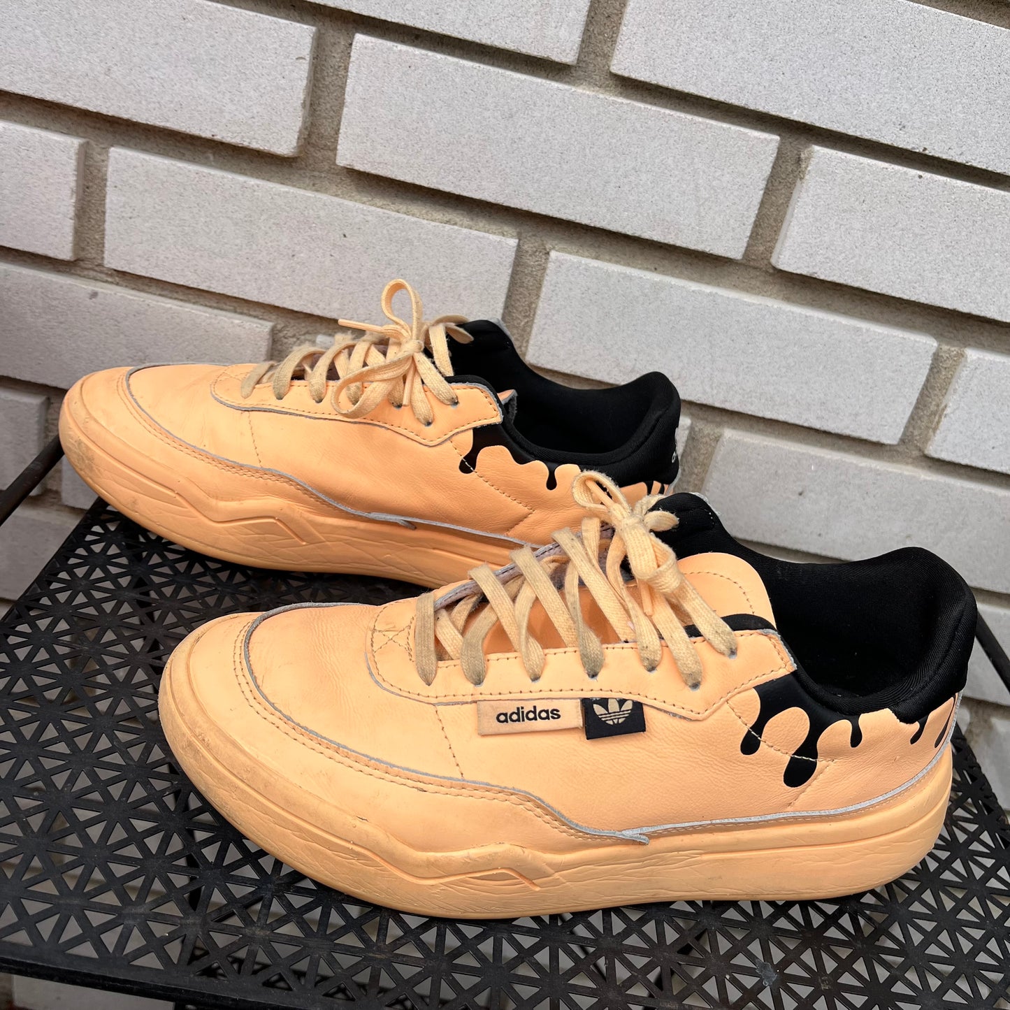 Adidas Orange Her Court Paint Drip Cloud Foam Sneakers 9