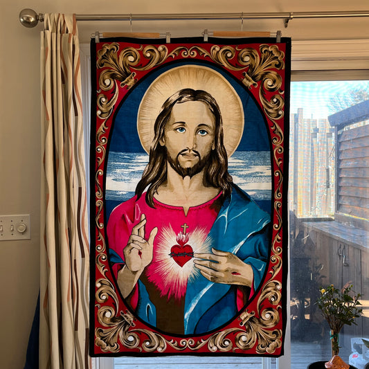 Vintage Sacred Heart of Jesus Large Tapestry