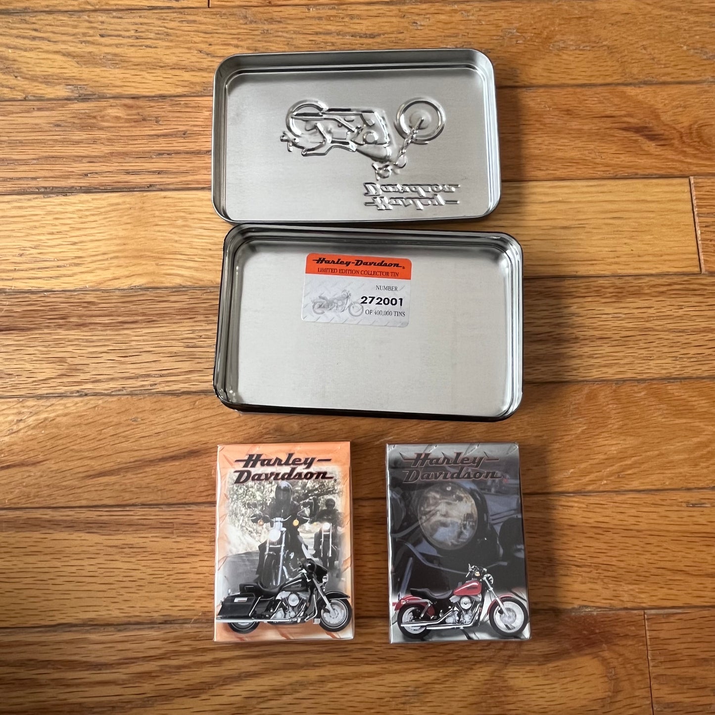 Vintage 1999 Harley Davidson Playing Card Set of Decks in Tin NIP