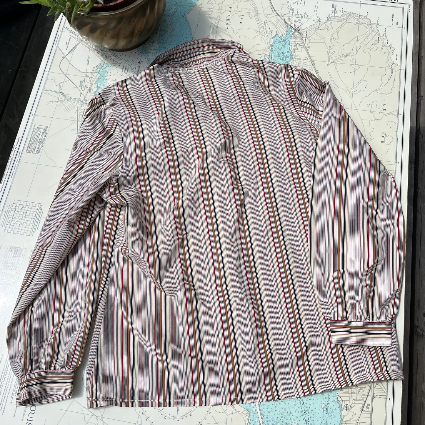 Vintage Personal Striped Button Up Blouse