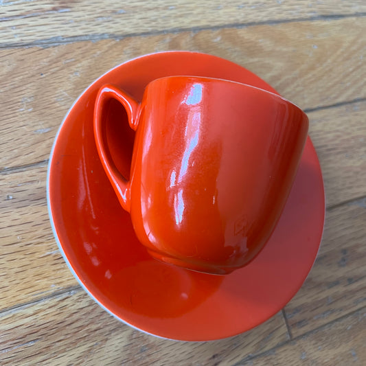 Vintage Orange Western Germany MCM Teacup and Saucer
