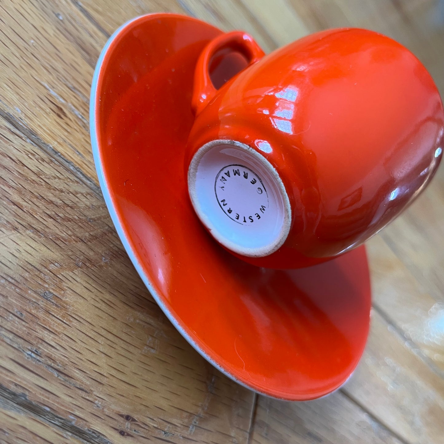 Vintage Orange Western Germany MCM Teacup and Saucer