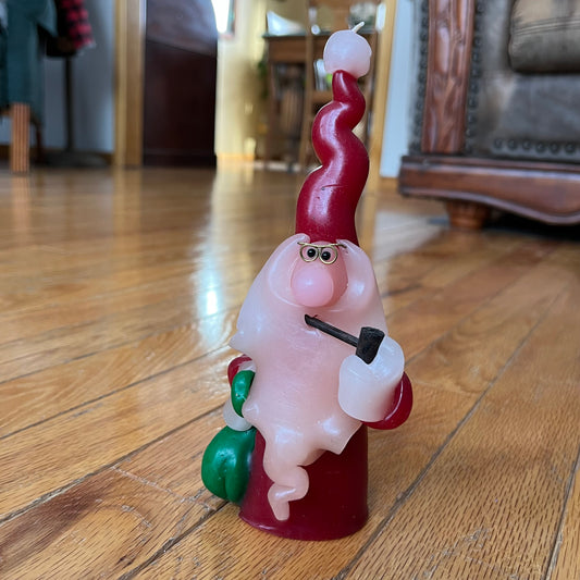 Vintage Northern Lights Santa Candle with Pipe and Glasses