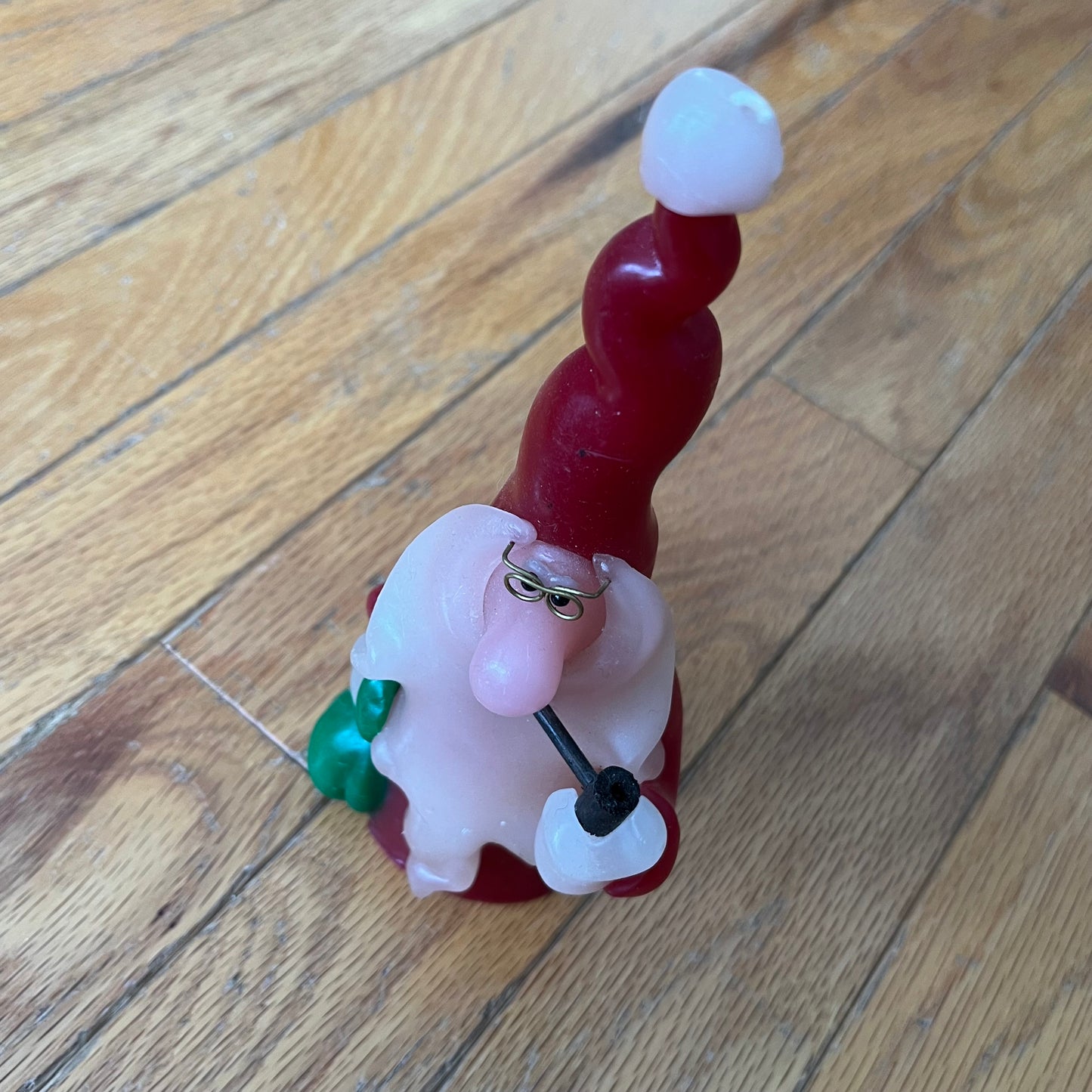 Vintage Northern Lights Santa Candle with Pipe and Glasses