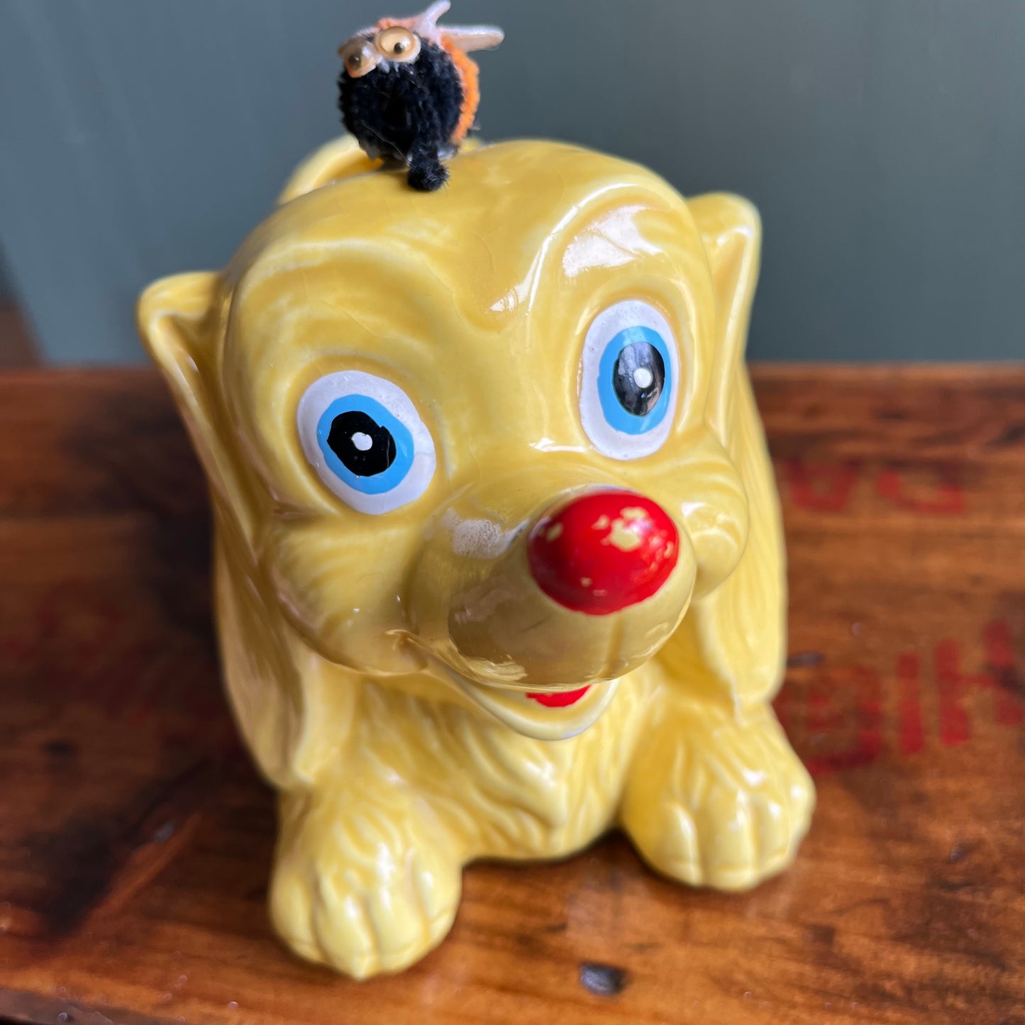 Vintage 60s Japan Dog Planter with Bee