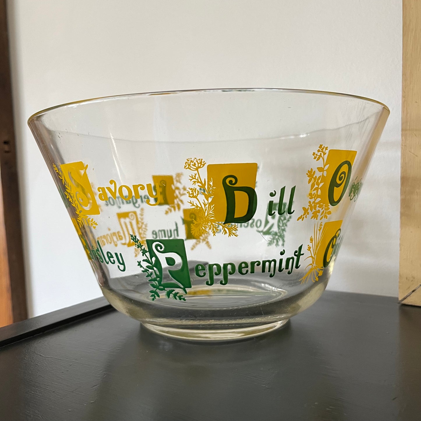 Vintage MCM Spice Themed Glass Punch Bowl / Salad Bowl