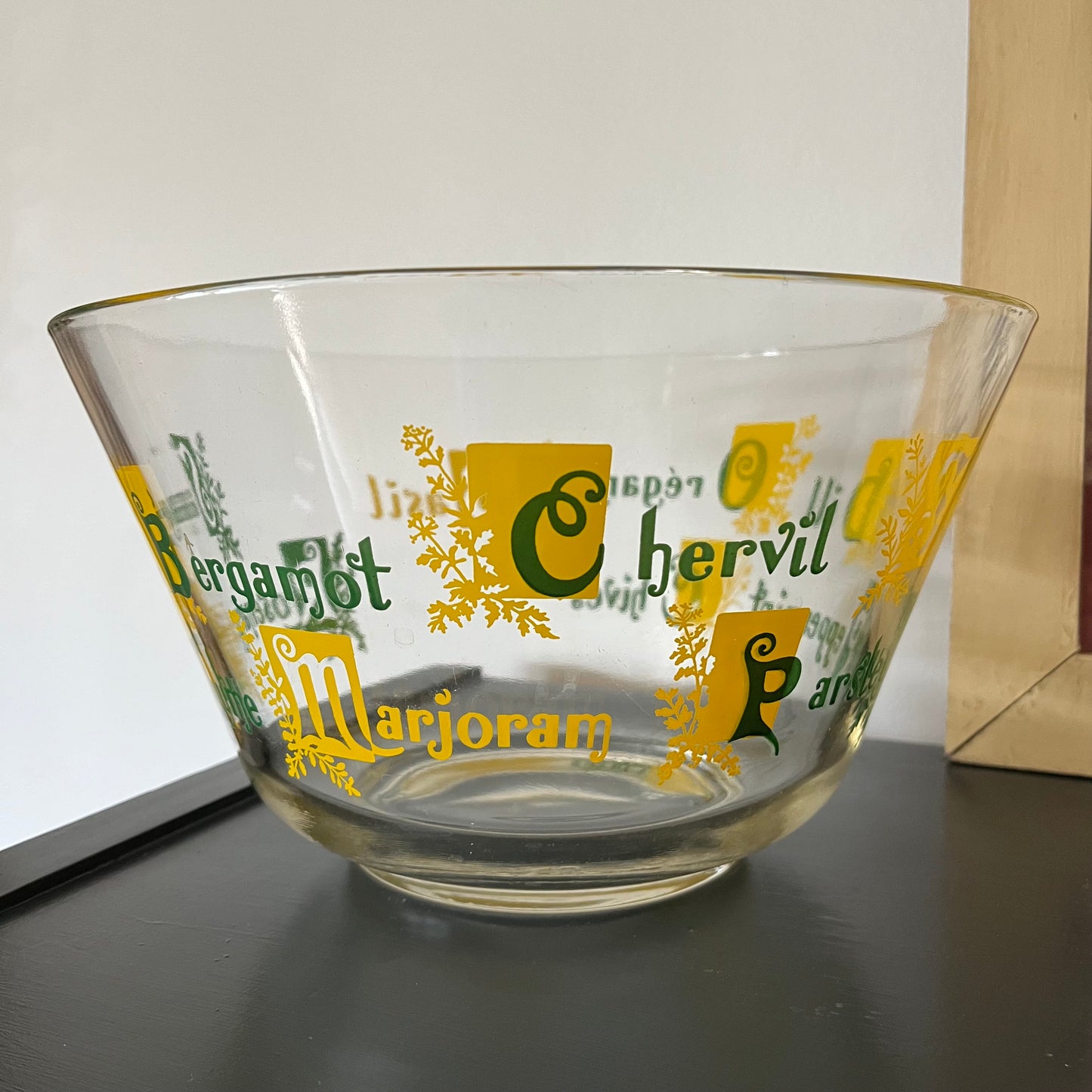 Vintage MCM Spice Themed Glass Punch Bowl / Salad Bowl