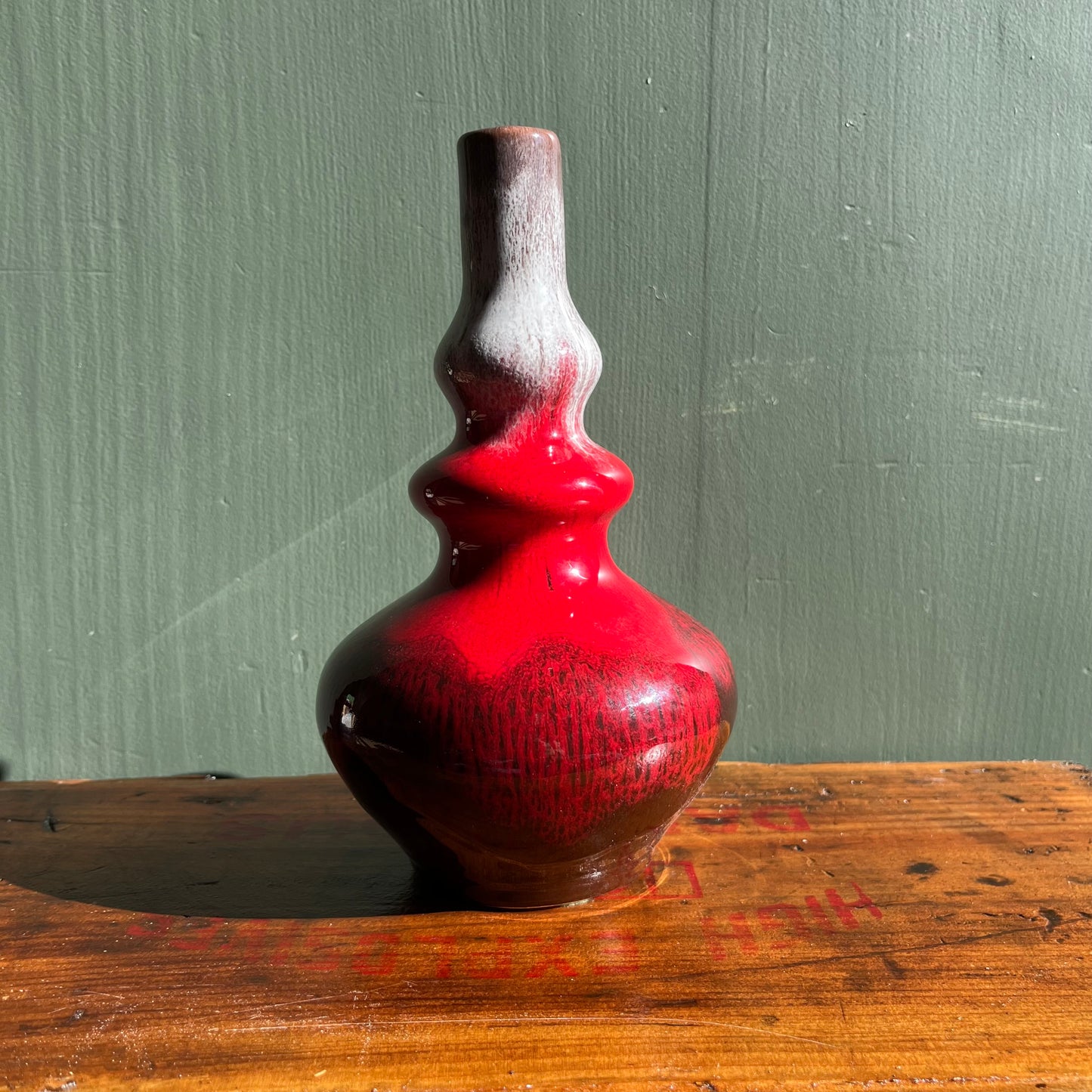 Vintage Red Drip Glaze Canadiana Pottery Vase