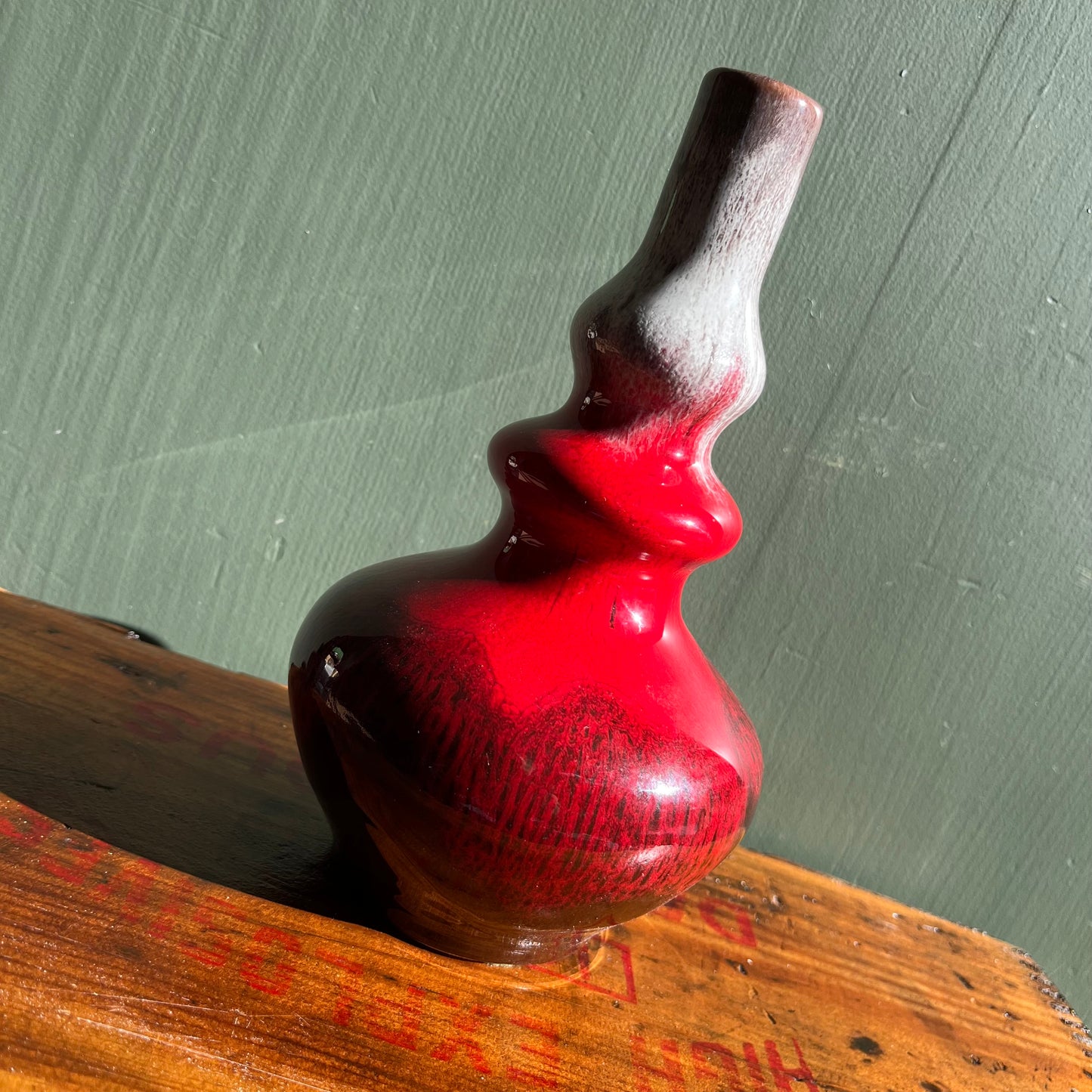 Vintage Red Drip Glaze Canadiana Pottery Vase