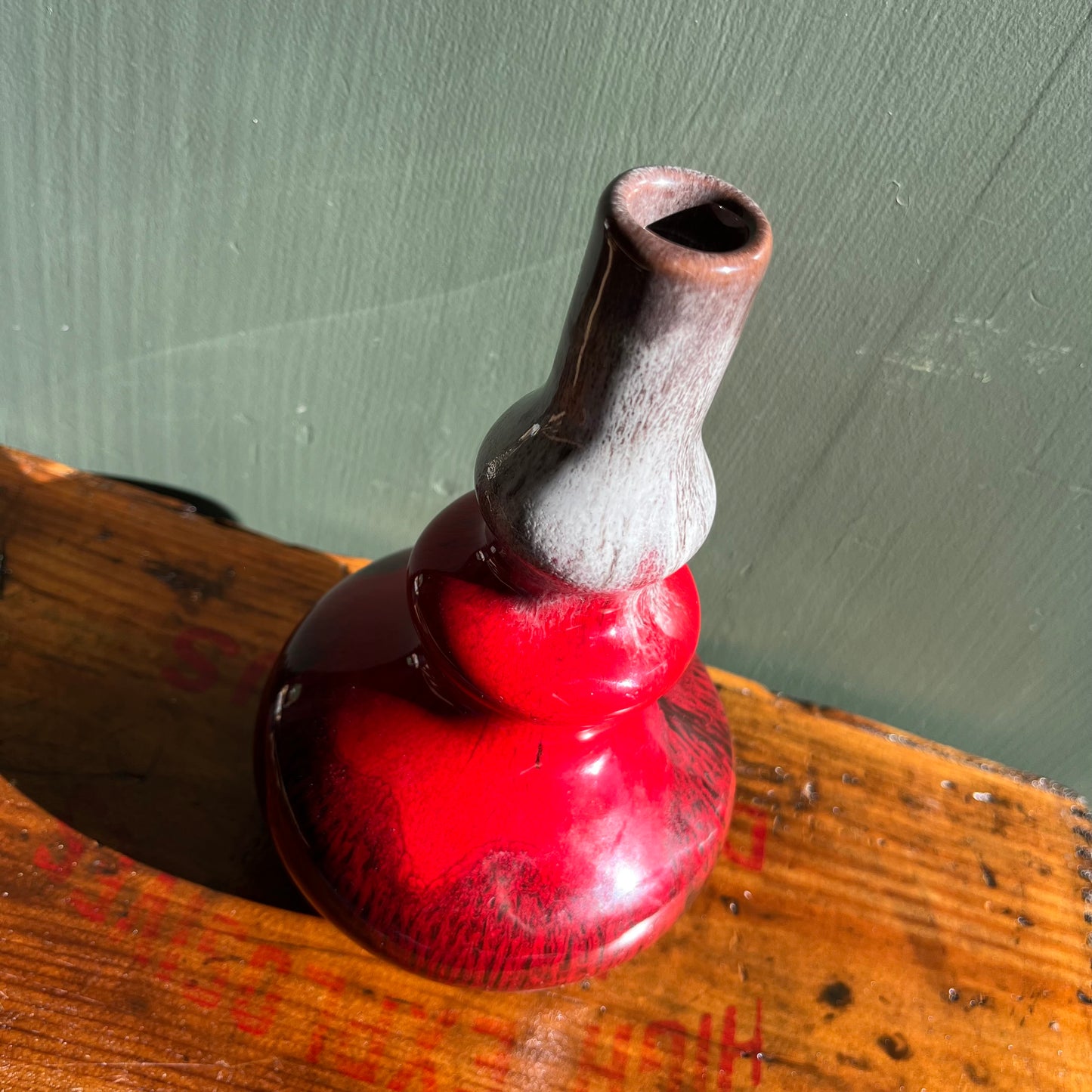 Vintage Red Drip Glaze Canadiana Pottery Vase