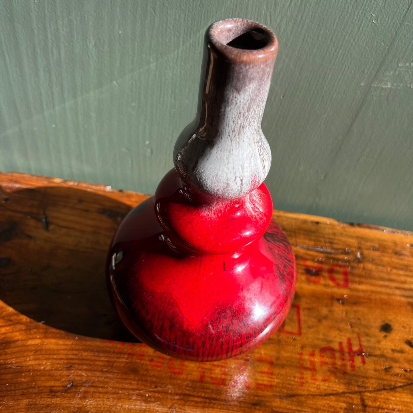 Vintage Red Drip Glaze Canadiana Pottery Vase