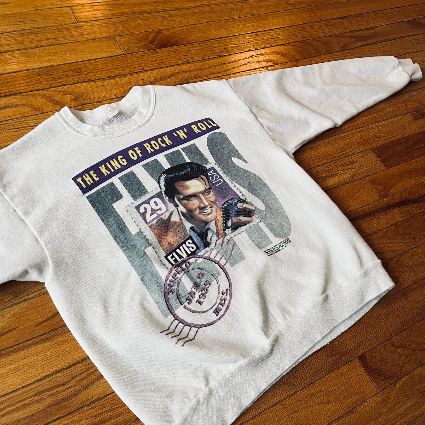 Vintage 90s Elvis King of Rock 'N Roll Graphic Sweatshirt