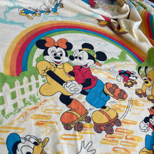 Vintage 1980 Walt Disney Productions Graphic Mickey Mouse And Friends Blanket