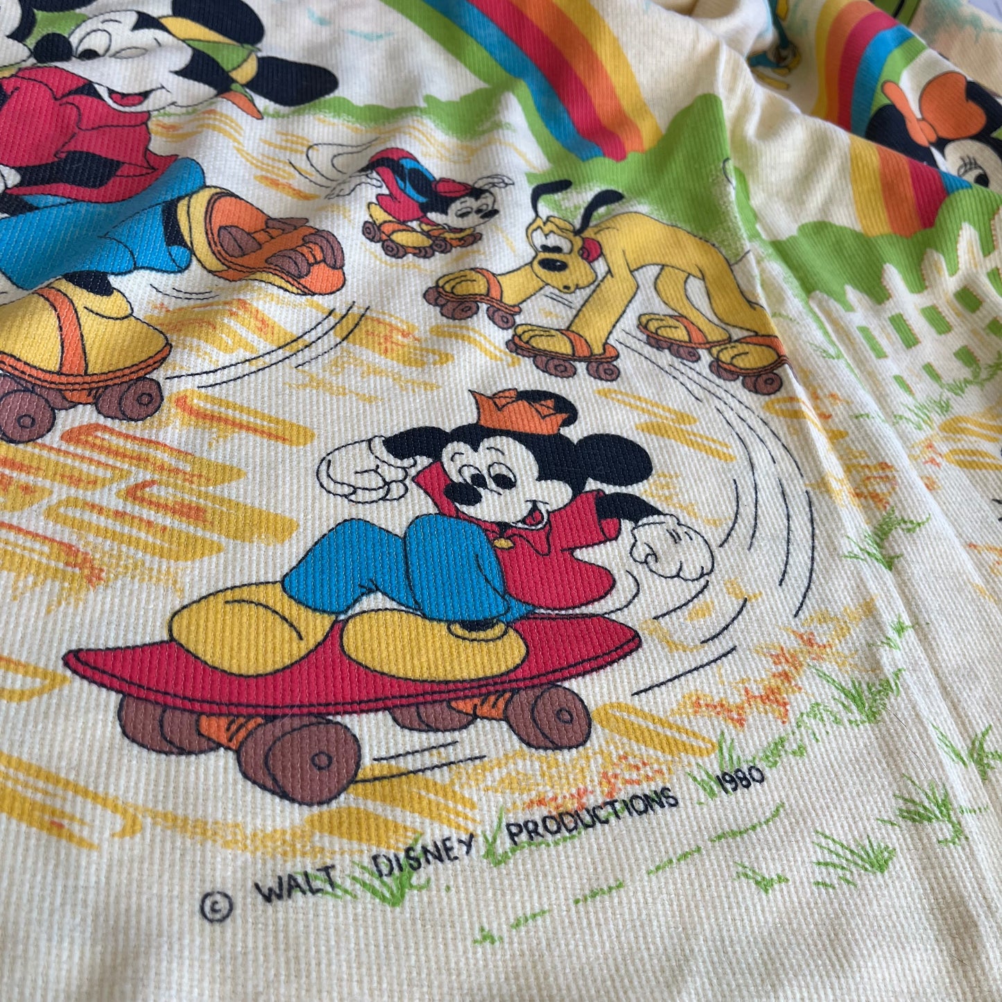 Vintage 1980 Walt Disney Productions Graphic Mickey Mouse And Friends Blanket