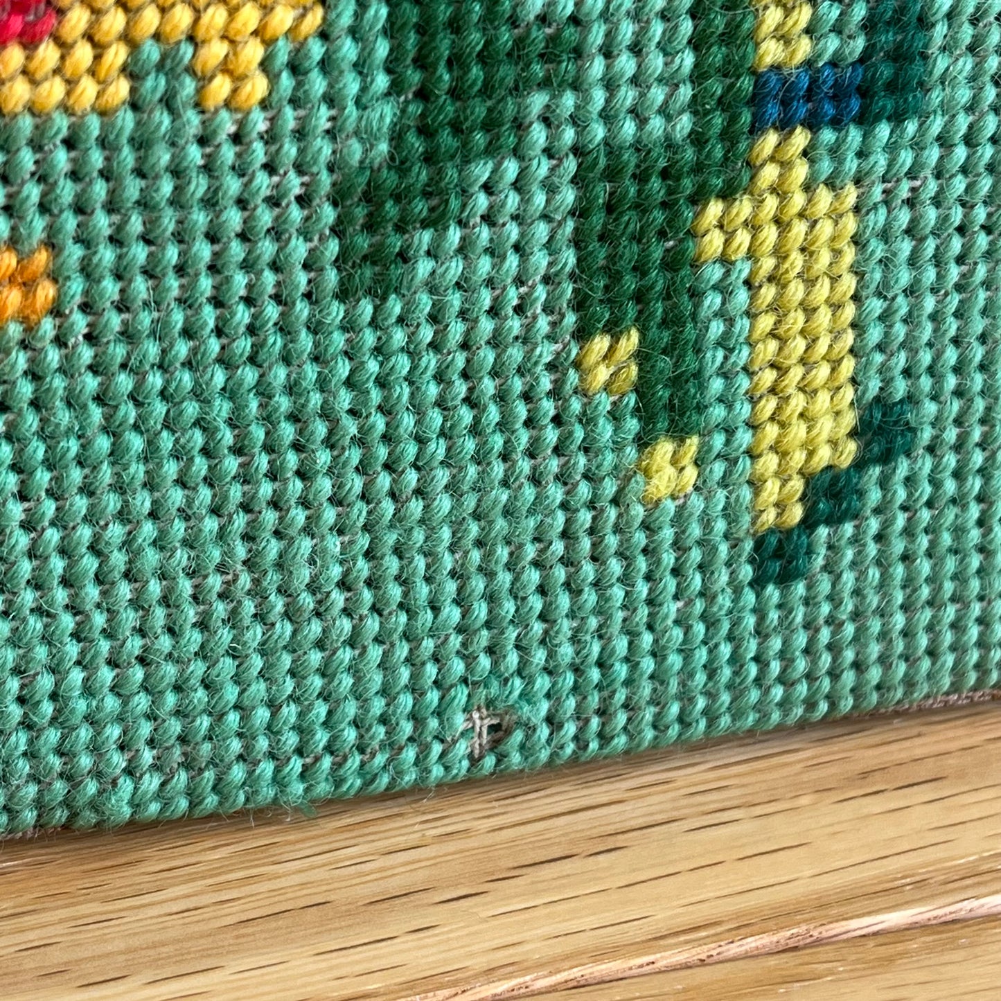 Vintage Floral and Giraffe Knit Needlepoint Cross Stitch Artwork