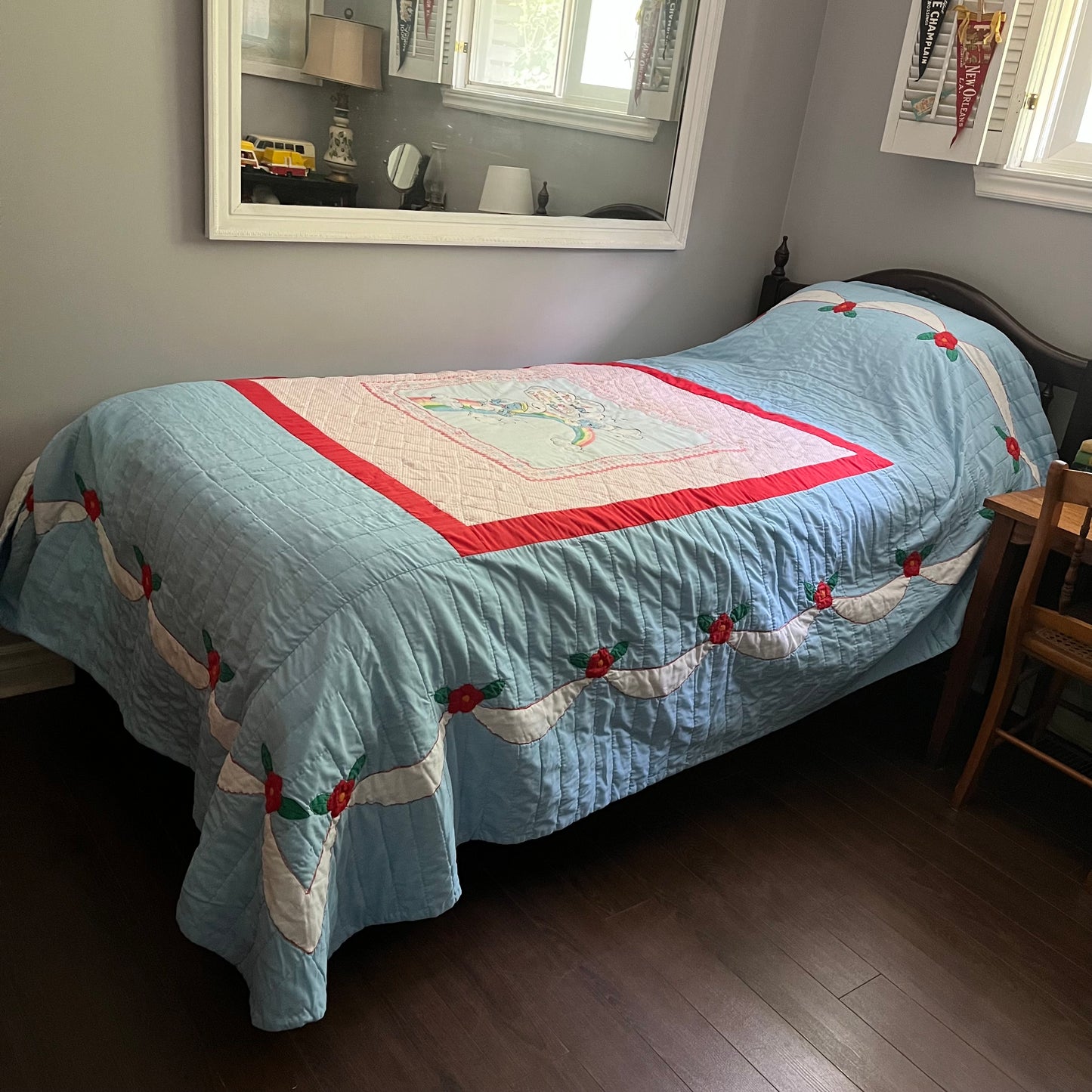 Vintage Handmade Smurfs Quilt