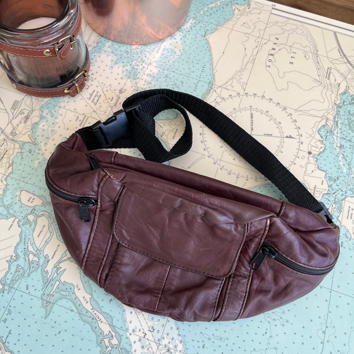 Vintage Burgundy Leather Belt Bag