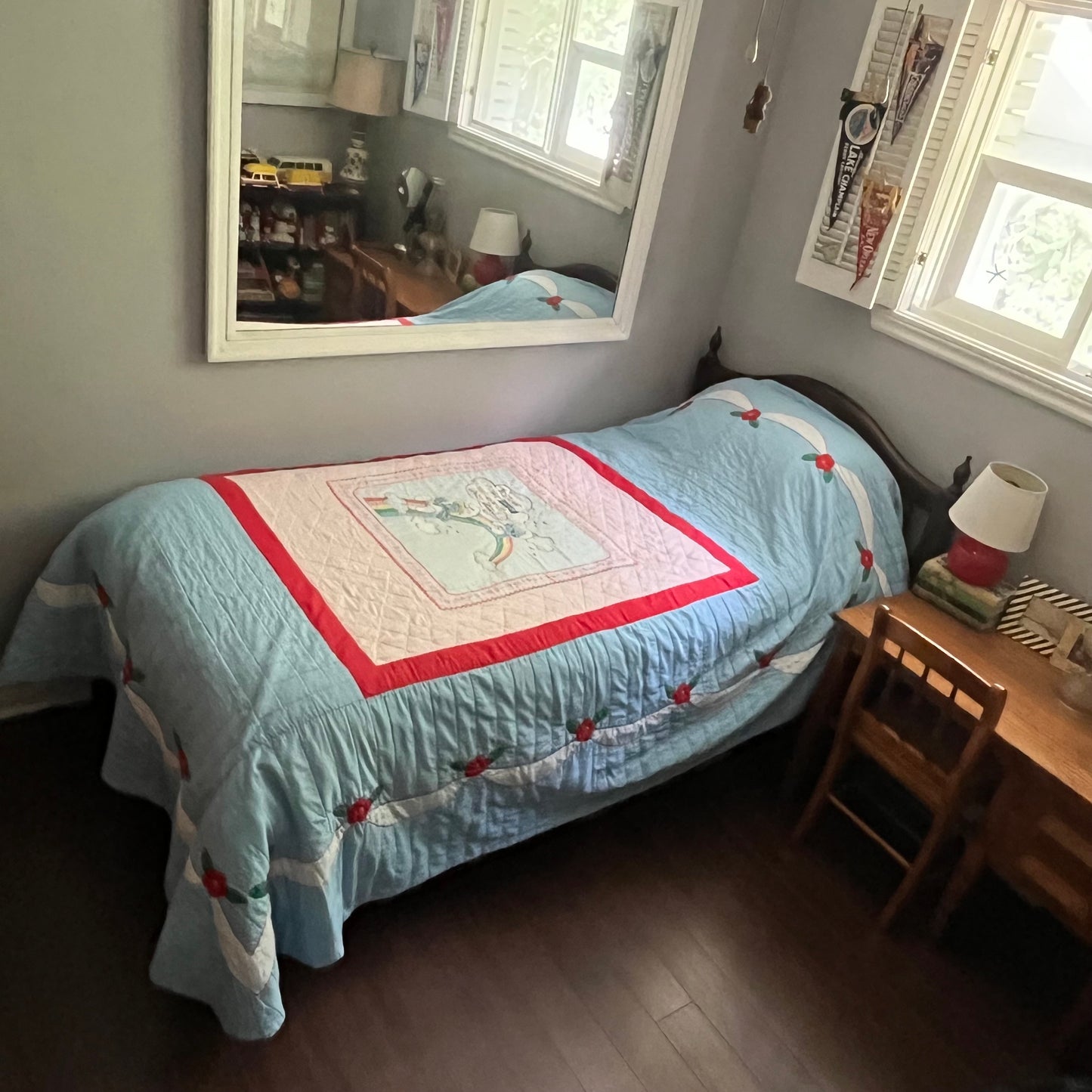 Vintage Handmade Smurfs Quilt